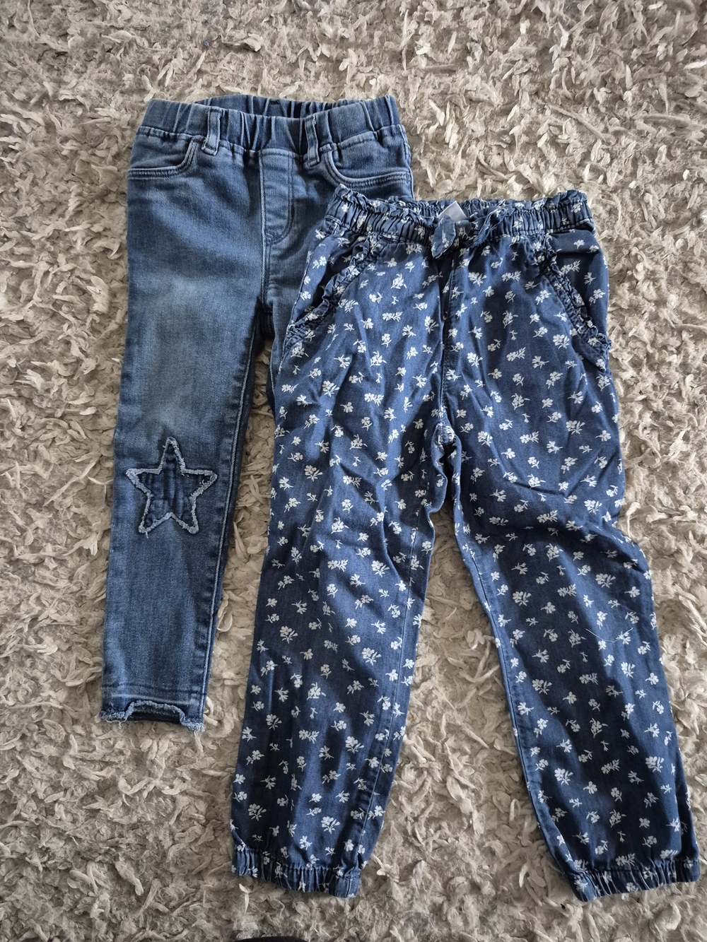 Baby GAP Girls' Denim & Floral Blue Pull-On Pants Bundle
